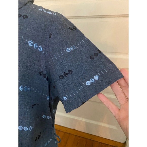 Vintage 50's dress Blue scalloped Midi blue retro rockabilly bohemian L - Picture 5 of 11